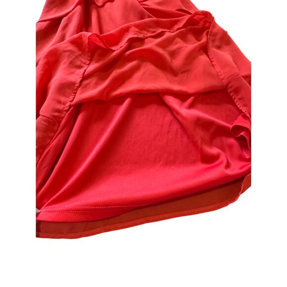 Lulus Into The Tropics Red Shift Dress With Ruffle Detail Spaghetti Straps Sz M - Picture 10 of 11